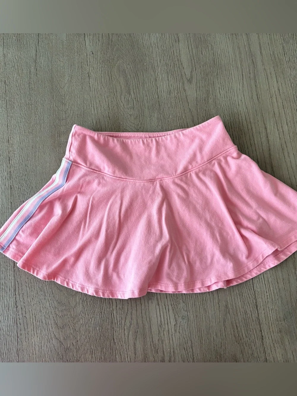 Pink Flared Tennis Skort with Side Stripe